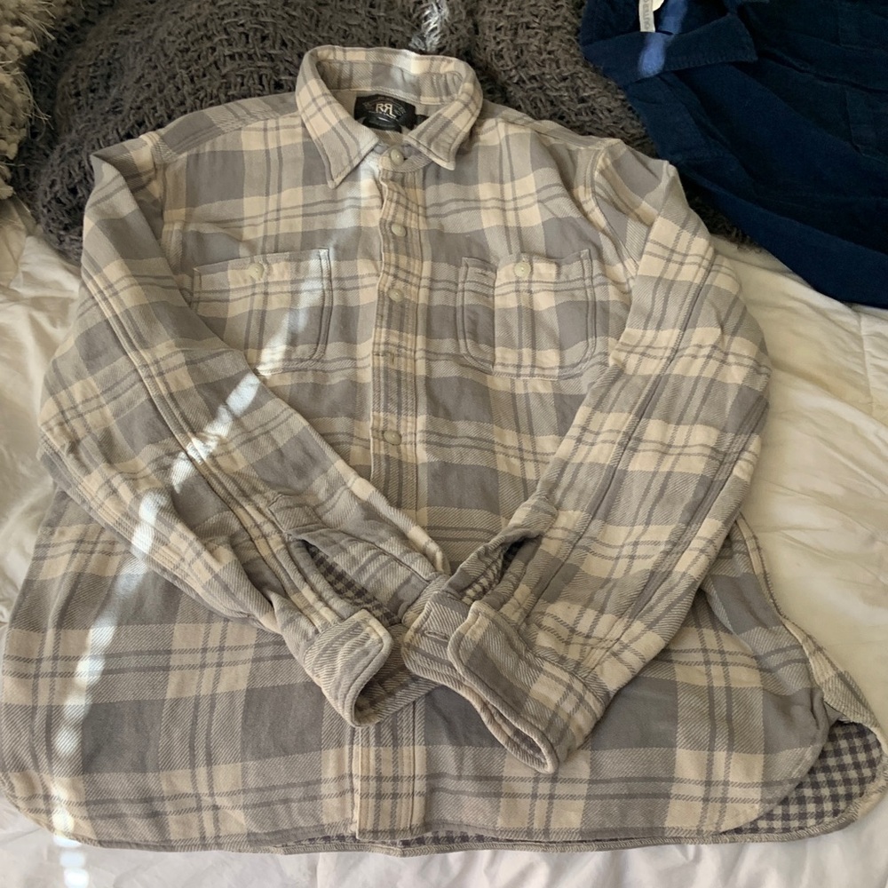 Ralph Lauren Gray and Cream Plaid Shirt